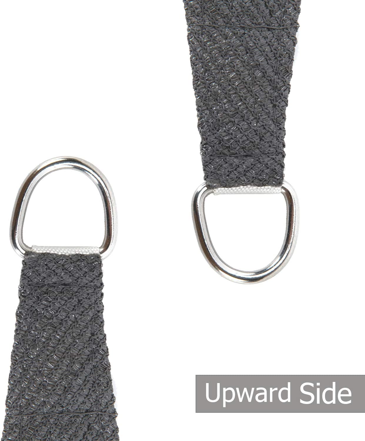 Argollas de sujeción de la Vela de sombra Triangular 2x2x2 m, Transpirable, Resistente y Protección 95% UV, Grafito. Haikus