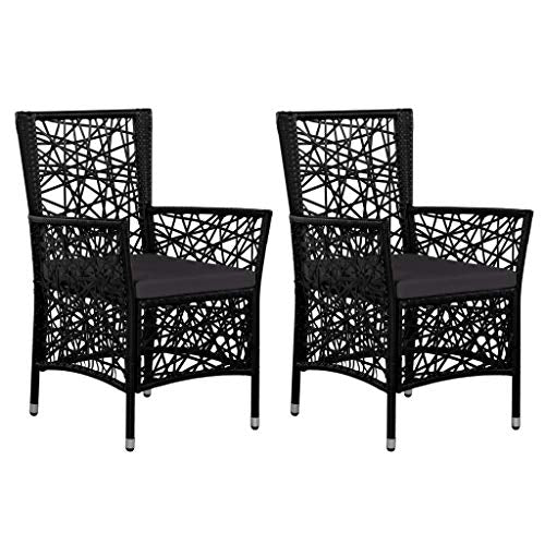 Modelo negro de Juego de 2 Sillones para Patio o Jardín en Ratán Sintético y Cojines Negro o Gris. VidaXLxterior-patio-jardin-terraza-1