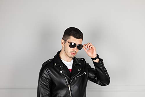Hombre llevando las Gafas de sol Unisex Polarizadas Aviador Protección UV400 Negro V101 por VVA