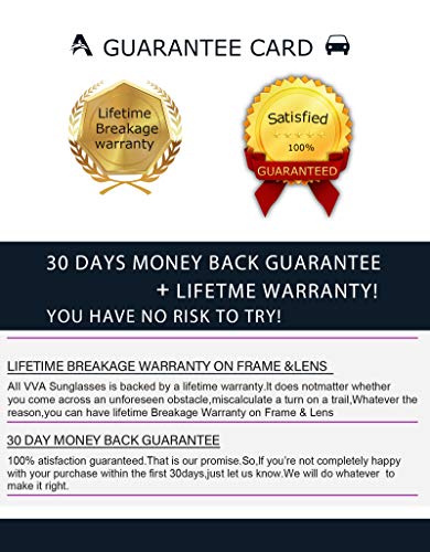 Certificado de garantía de Gafas de sol Unisex Polarizadas Aviador Protección UV400 Negro V101 por VVA