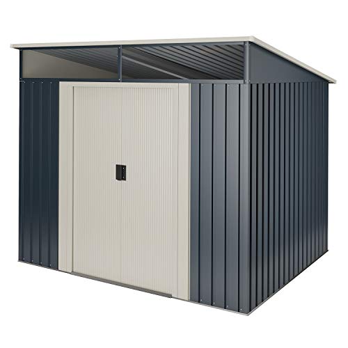 Cobertizo Jardín, caseta Metálica Gris Antracita Stark. 2,3m2-121x195x196cm Garantía 10 años. Vista general. Wasabi