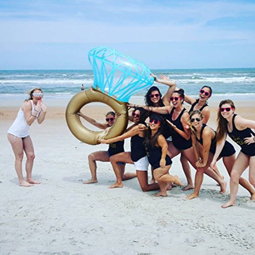 Fiesta en la playa con Flotador gigante hinchable anillo con diamante para Adultos en Fiestas de Piscina o despedidas de soltero/a. Válvulas Rápidas 55 X 47,2 X 15,7". WLZP