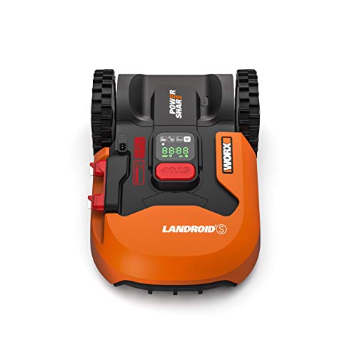 Vista cenital frontal del Robot Cortacésped Worx Landroid s300 wr130e hasta 300 m2. Control desde la APP por Wifi. S 300. WORX
