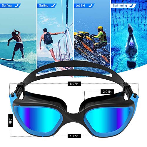 Usos en deportes acuáticos de Gafas de Natación, G1 Gafas de Natación Polarizadas con Lente de Espejo/Humo Anti-Niebla y Protección UV Estanco para Hombres Unisex Adulto Mujeres Adolescentes. ZIONOR