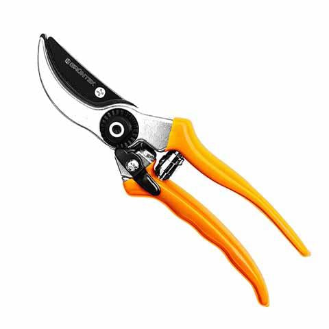 Herramienta tijeras podadoras para cortar ramas del jardín color naranja