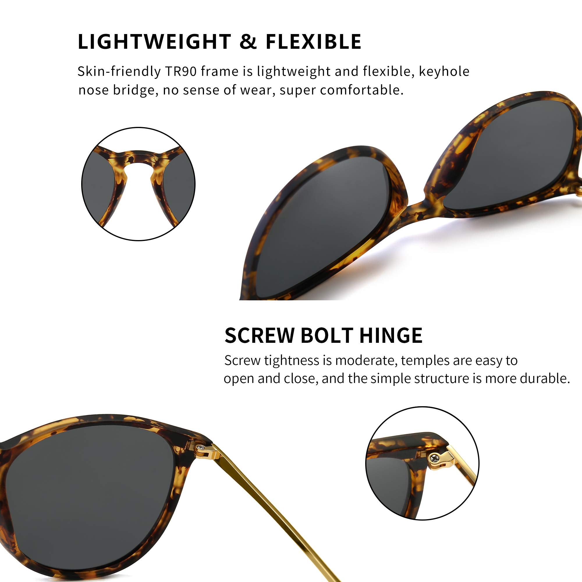 Detalles de las gafas de sol de estilo retro con montura anaranjada sobre fondo blanco 