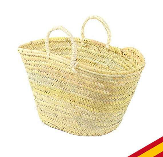 Capazo de Palma Natural Hecho a mano en España con Asas de Pita. 42x23x25 cm. Hecho en España. Cesteria Aparici