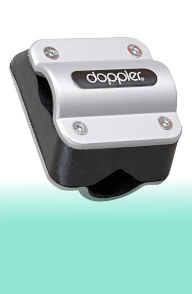 Soporte de sombrilla para barandilla de 33 a 48 mm y mástil de 22 a 32 mm Doppler sobre fondo blanco y verde