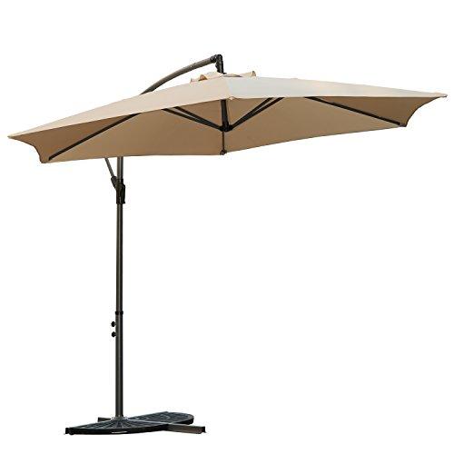 Sombrilla Excéntrica con Manivela para Patio Exterior, Grande y Estable. crema. Angel Living 3M