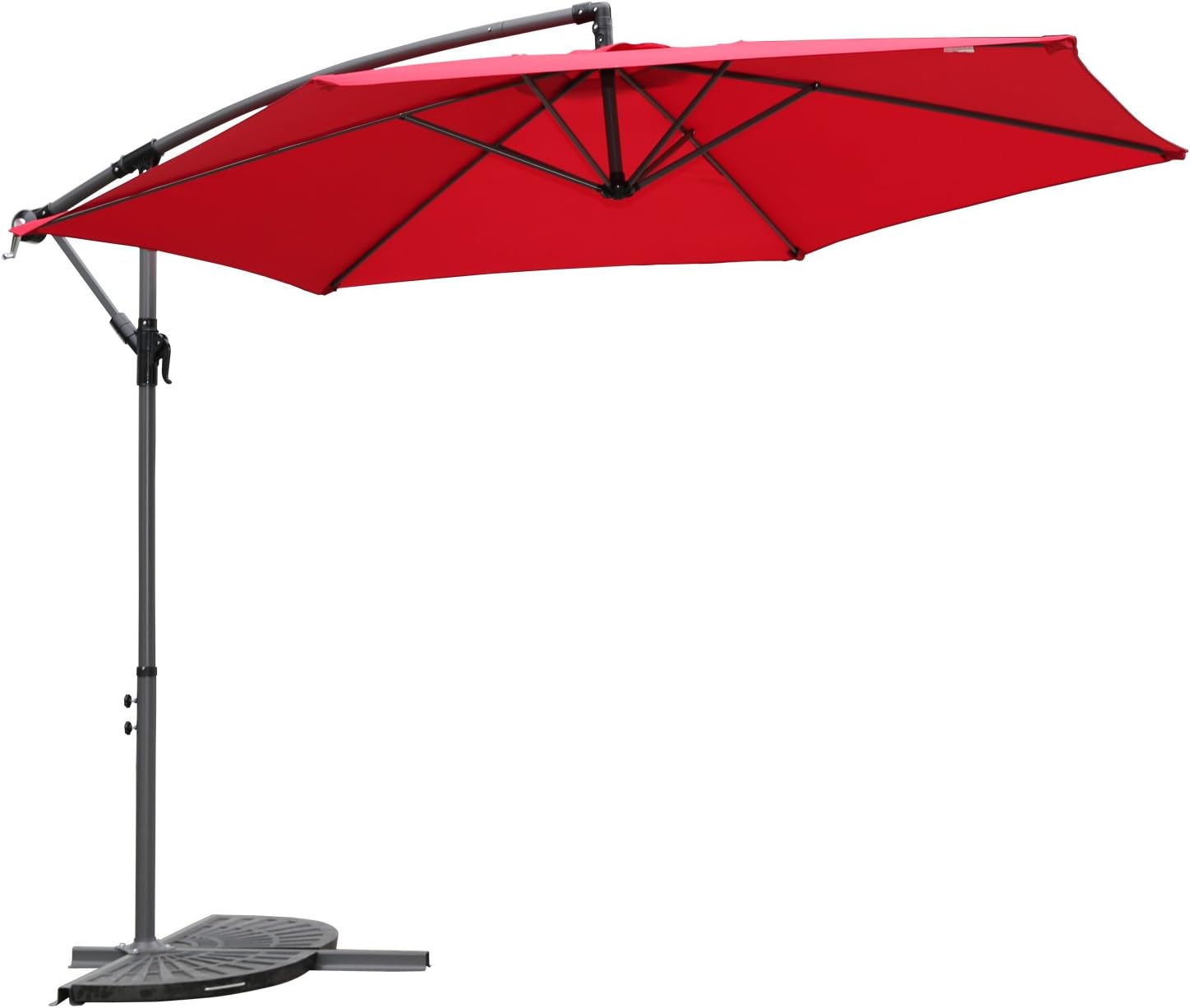 Sombrilla Excéntrica con Manivela para Patio Exterior, Grande y Estable. Color rojo. Angel Living 3M