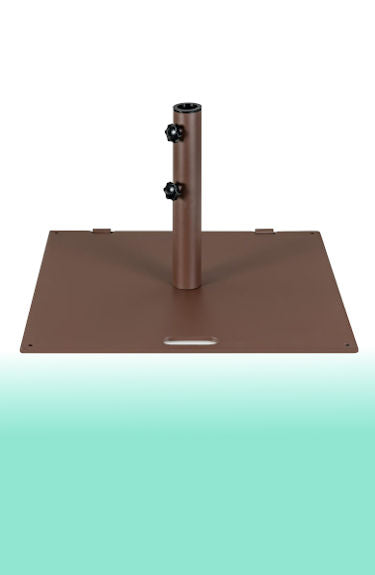 Pie hierro de sombrilla cuadrado marrón Costway sobre fondo blanco y verde