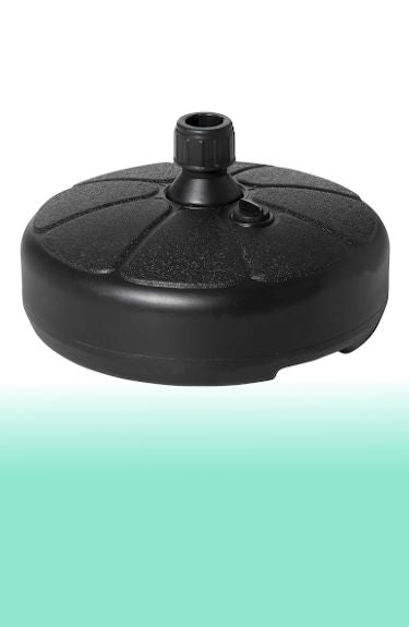 Base para sombrilla rellenable color negro Outsunny sobre fondo blanco y verde