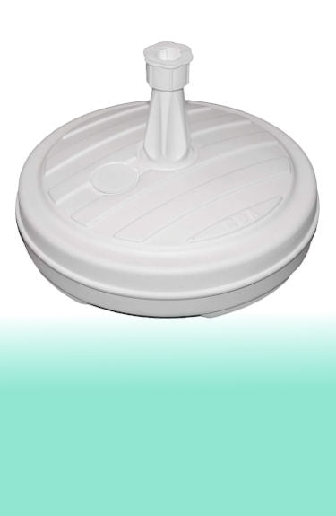 Base para sombrilla rellenable hasta 18 kg color blanco Eda sobre fondo blanco y verde