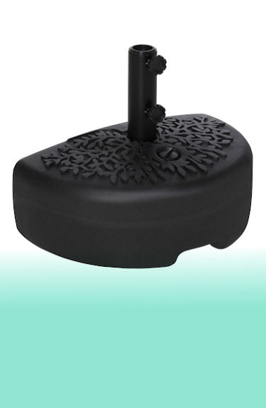 Base rellenable de pared para sombrilla  negro con relieve decorado Outsunny sobre fondo blanco y verde