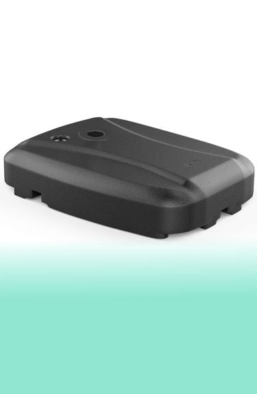 Base para sombrilla rellenable rectangular de 60 litros color negro con ruedas Vounot sobre fondo blanco y verde