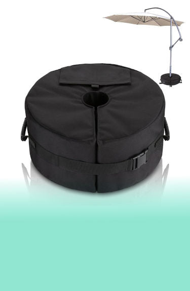 Contrapeso rellenable redondo para sombrilla hasta 40 kg Flagest sobre fondo blanco y verde
