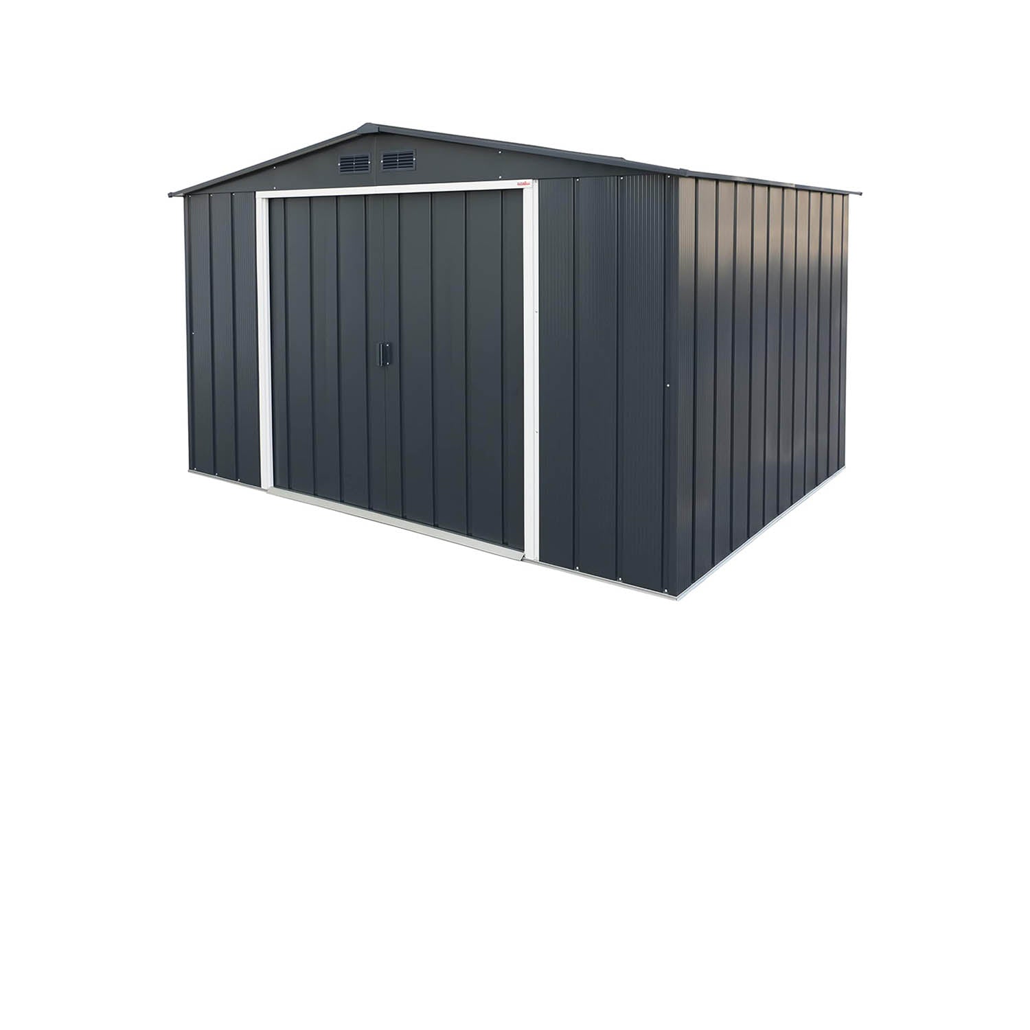 Caseta de herramientas Keter Eco Gandía, para jardín, de metal, color antracita, 10x8 