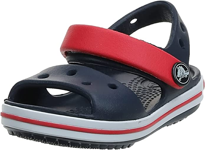 Vista lateral de Sandalia infantil Crocs Unisex azul marino y rojo 19/20 EU. Crocband