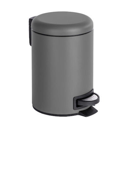 Papelera redonda de 3 litros en color elegante gris con pedal de Wenco