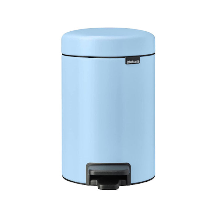 Cubo redondo azul claro de 3 litros para baño de tapa suave, cubo interior extraíble Brabantia