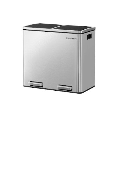 Cubo de reciclaje para separar con 2 cubos individuales con pedales separados y color metalizado muy elegante de Songmics