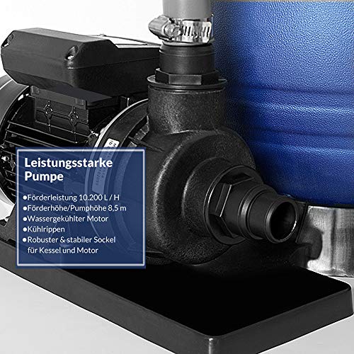 Detalle de Depuradora 10200 l/h Bomba de Filtro de Arena con válvula con 4 Funciones Filtro de Agua para Piscina. Azul y Negro Monzana | maxjardin