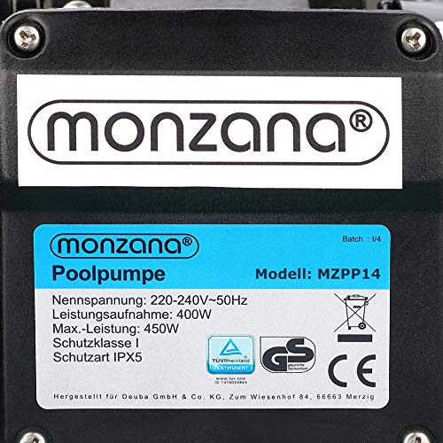 Etiqueta de Depuradora 10200 l/h Bomba de Filtro de Arena con válvula con 4 Funciones Filtro de Agua para Piscina. Azul y Negro Monzana | maxjardin