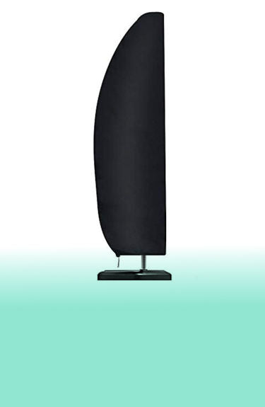 Funda de parasol excéntrico de tela Oxford impermeable de color negro Estefanlo sobre fondo blanco y verde 