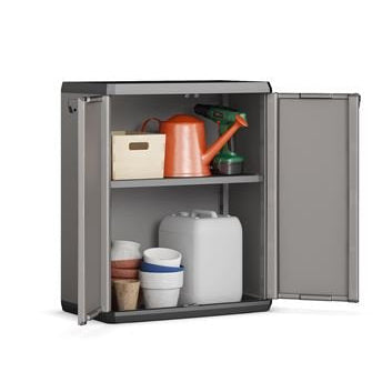 Armario bajo gris de 1 balda, para garage, porche, trastero o sótano, Ref. 9727000. Keter | maxjardin