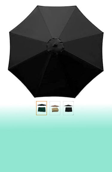 Repuesto de tela para sombrilla de Ø3 m y 8 varillas en 3 colores Intenst sobre fondo blanco y degradado verde