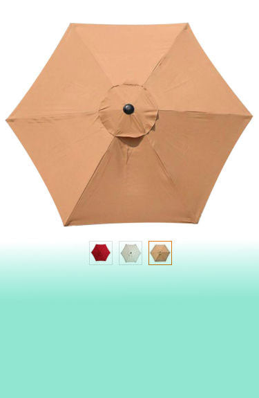 Repuesto de tela para sombrilla de Ø3 m y 6varillas en 3 colores Intenst sobre fondo blanco y degradado verde