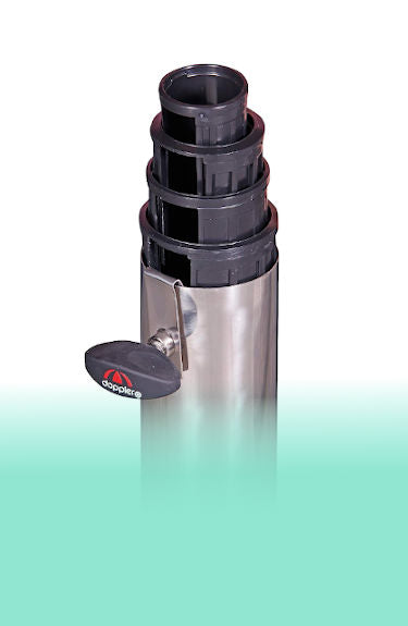 Juego de tapones reductores de diámetro para sombrilla con 5 tamaños: 25, 32, 38, 48, y 52 mm Doppler sobre fondo blanco y verde