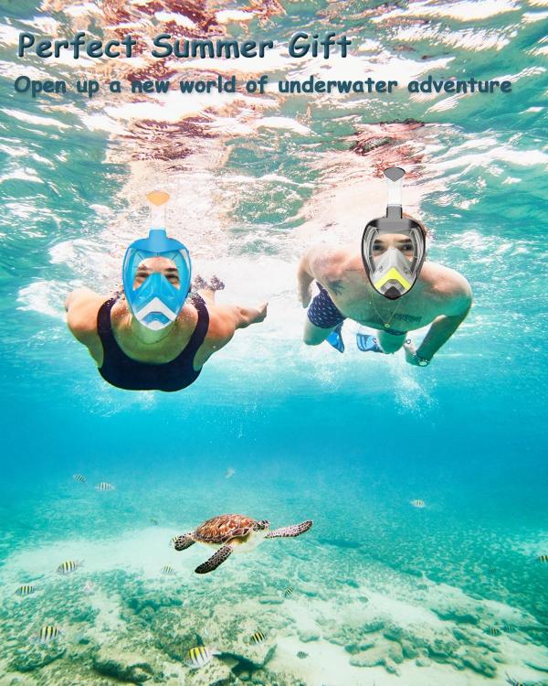 Recreación de ambiente con la máscara de buceo y snorkel para adultos y niños Flyboo