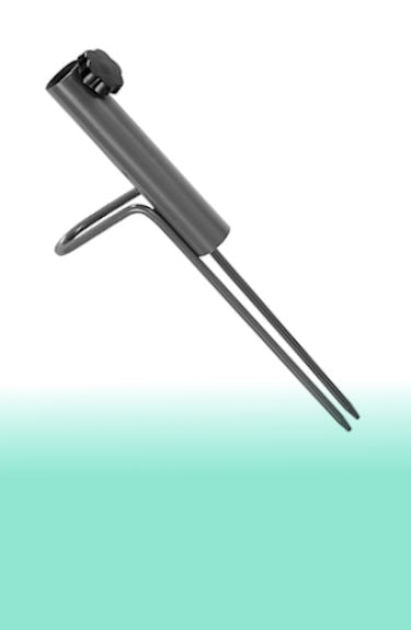 Pincho tipo tridente metálico para sombrilla Relaxdays sobre fondo blanco y verde