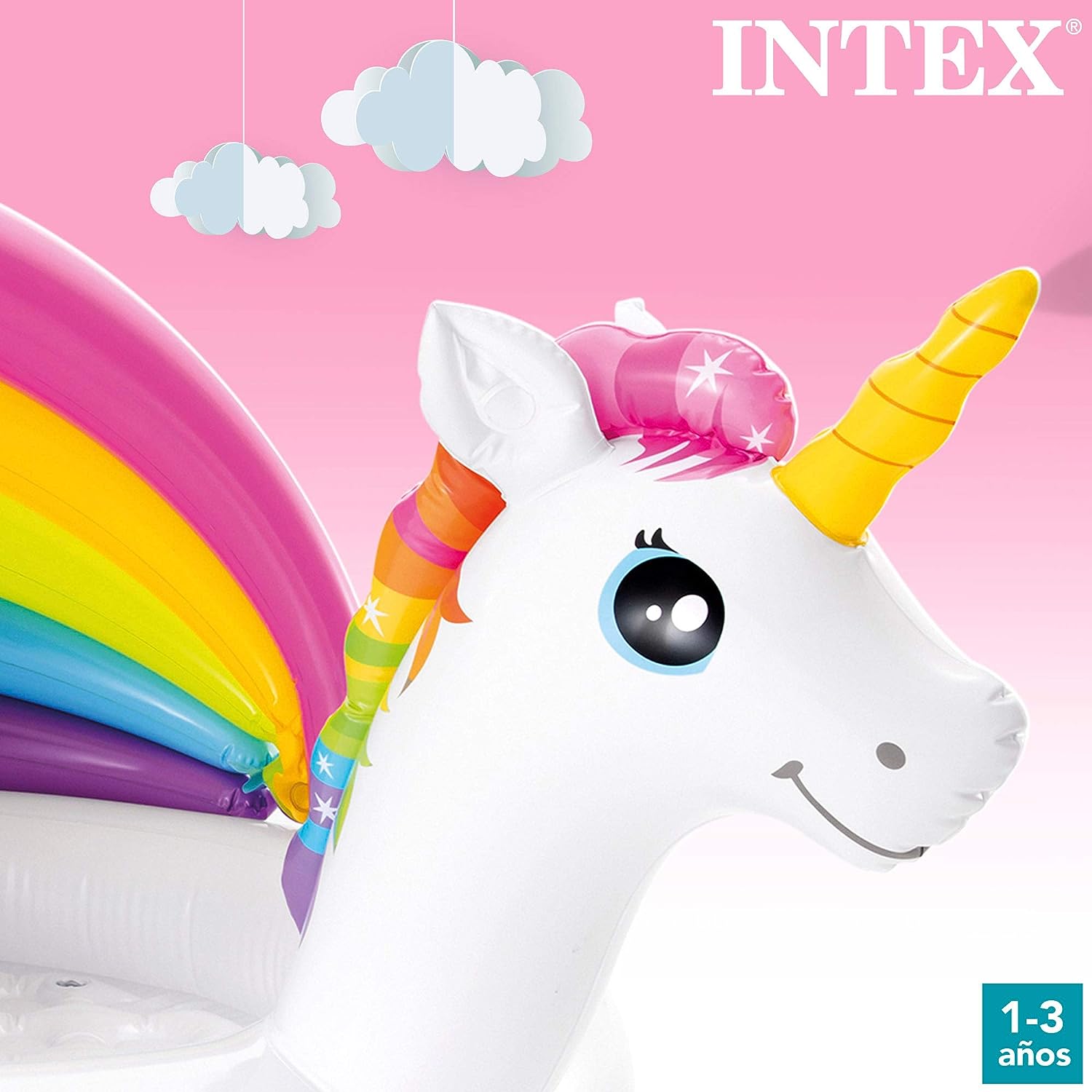Piscina hinchable unicornio, caracol, pez 127x102x69 cm, 45 litros. Intex