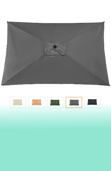 Lona de repuesto rectangular gris de 2x3 metros mostrada abierta en 5 colores Mokyler sobre fondo blanco y degradad 
o verde