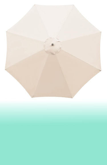 Lona de sombrilla color beige mostrada abierta para reponer con 6 sobre fondo blanco y degradado verde