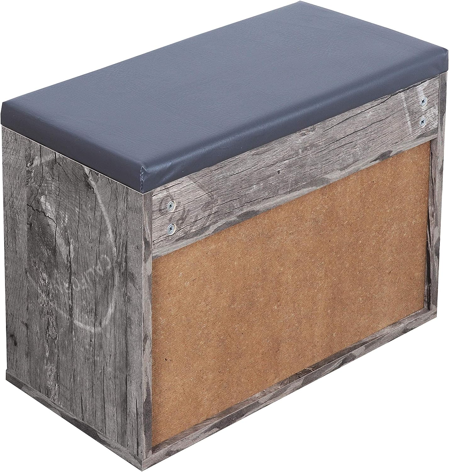 Parte trasera del Banco Zapatero para recibidor con asiento acolchado color Rústico Vintage 60x42x30cm WM032-ES-B. RICOO