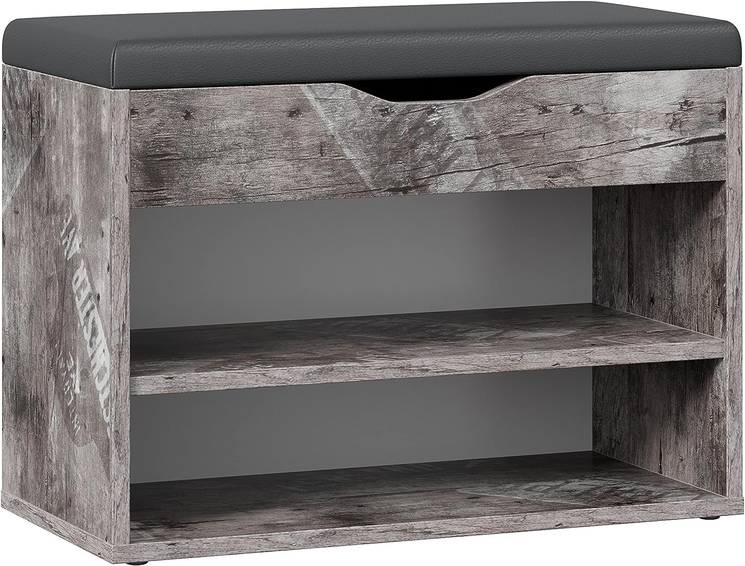 Banco Zapatero para recibidor con asiento acolchado color Rústico Vintage 60x42x30cm WM032-ES-B. RICOO