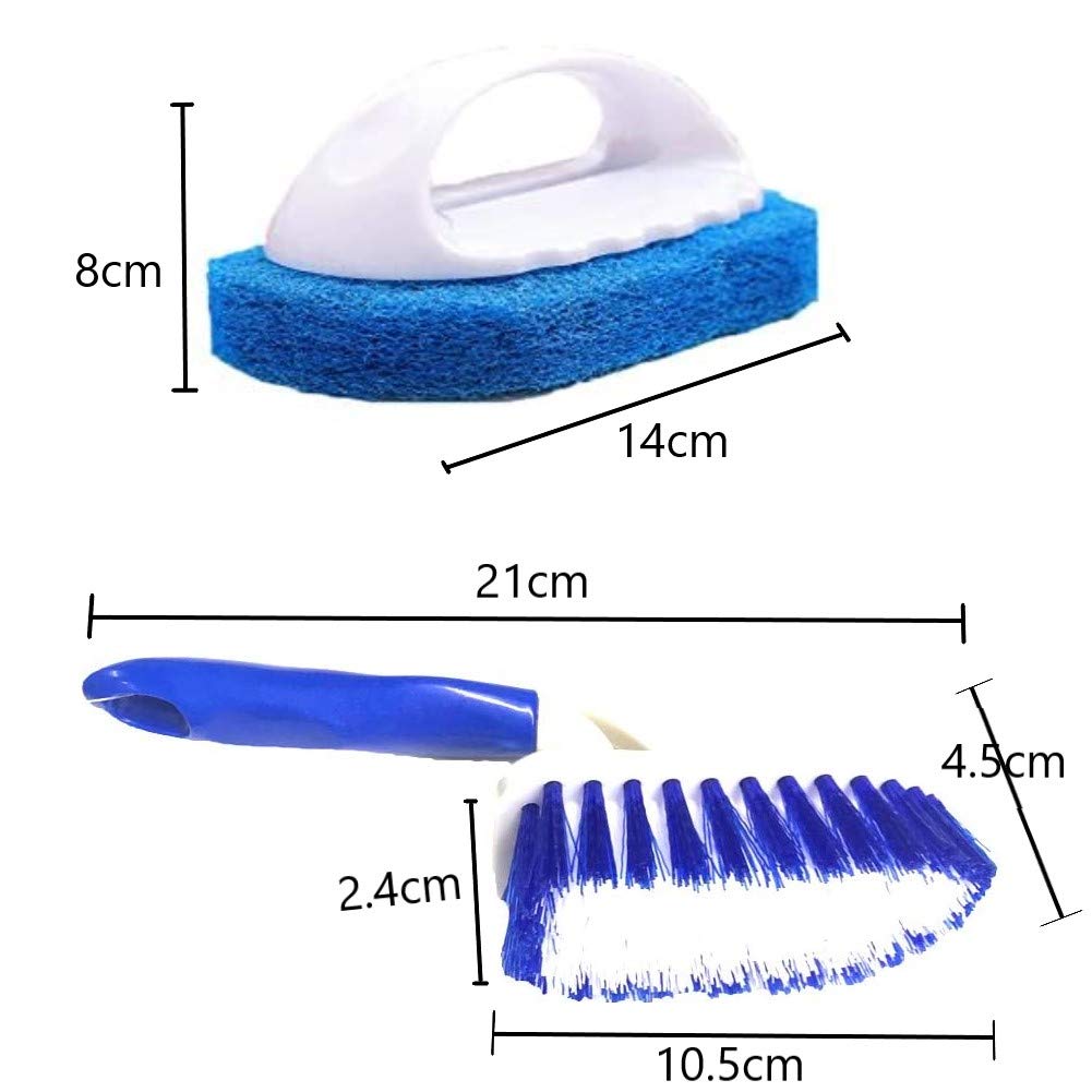 Medidas del cepillo y de la esponja con mango del kit de limpieza de spa. KAHEIGN