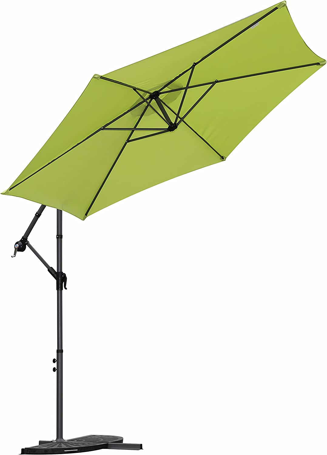Sombrilla Excéntrica con Manivela para Patio Exterior, Grande y Estable. Color pistacho. Angel Living 3M