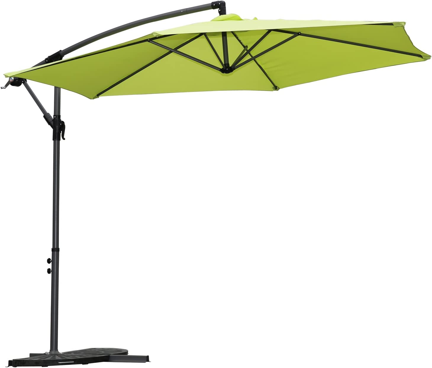 Sombrilla Excéntrica con Manivela para Patio Exterior, Grande y Estable. Color pistacho. Angel Living 3M