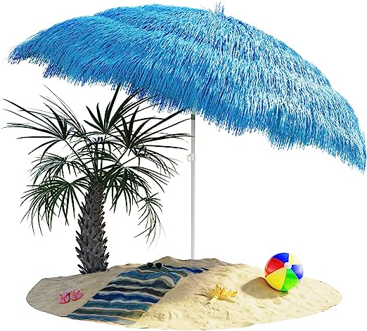 Sombrilla de Playa Hawaiana Ø 160cm Inclinable de Rafia o paja Color ...