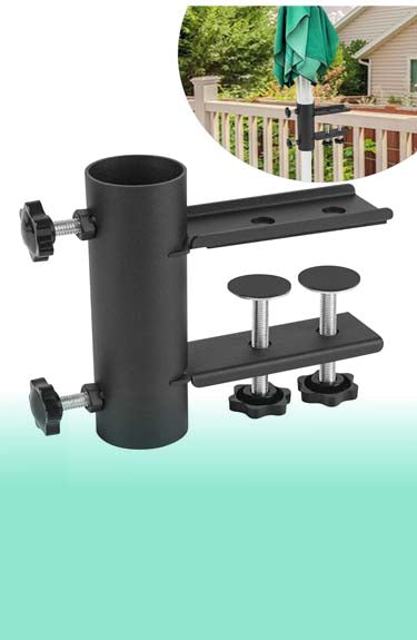 Soporte de sombrilla para barandilla de 12 a 63 mm y mástil de 15 a 38 mm Vanroug