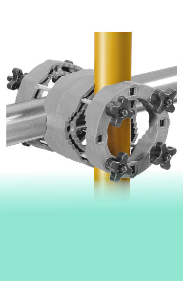 Soporte sombrilla terraza rectangular 200x250 cm o redonda de 300 cm 4smile color gris sobre fondo blanco y verde