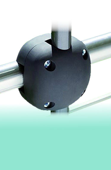 Soporte para sombrilla de balcón barandilla rectangular de 4,2 y circular 13,3 cm mástil 25-32 mm Schneider color negro sobre fondo blanco y verde