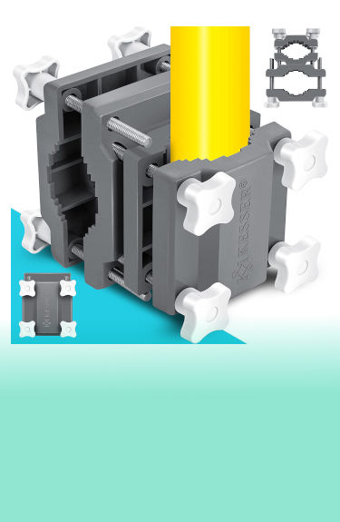 Soporte de sombrilla para barandilla rectangular de 25 a 60 mm o circular de 25 a 40 mm y mástil de 22 a 38 mm Kesser sobre fondo blanco y verde