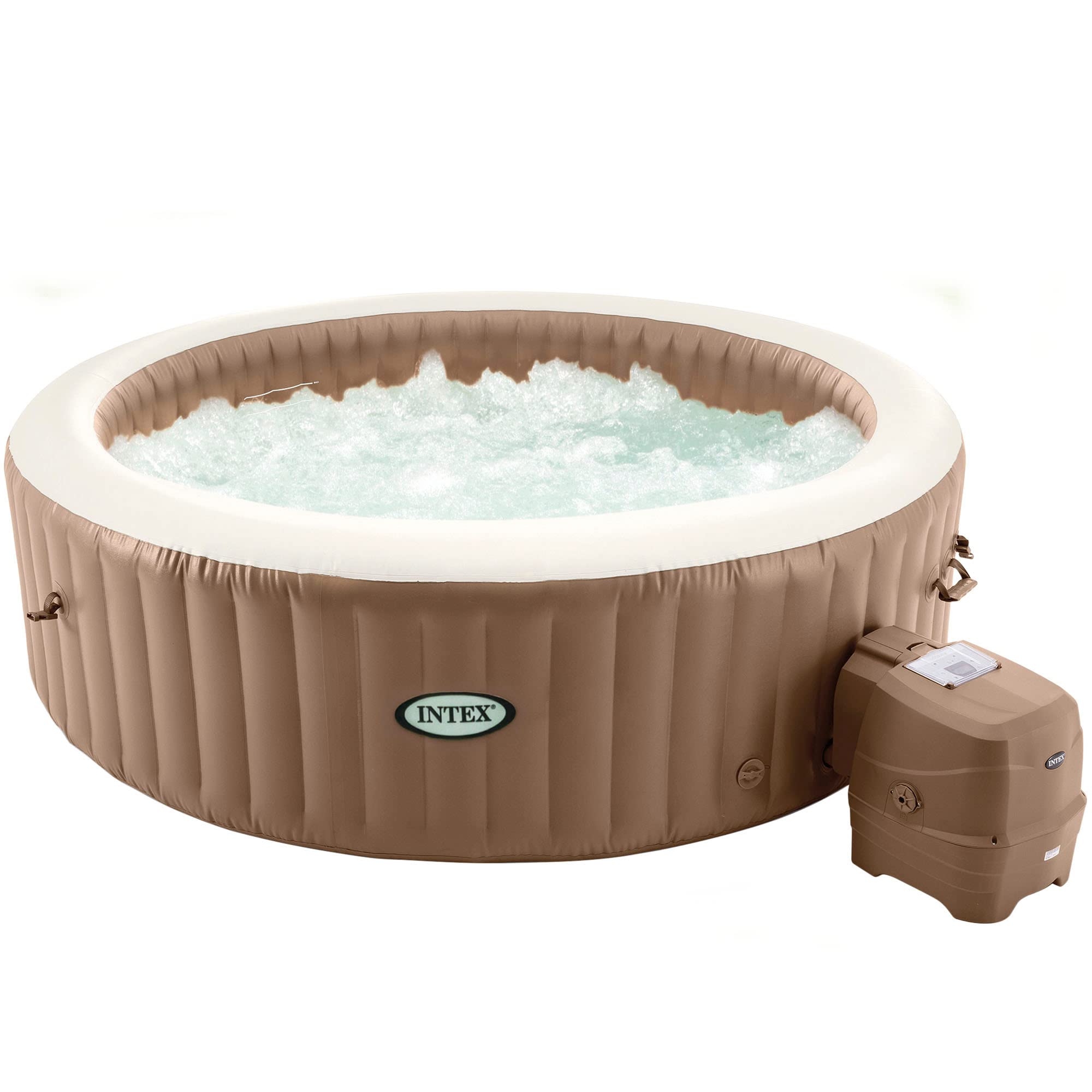Spa hinchable Intex beige para 8 Personas sobre fondo blanco