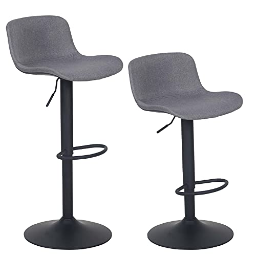 2X Taburete de Bar con Altura Ajustable y rotación de 360°, diseño ergonómico Moderno para Bar, Cocina y hogar, Gris oscuro. Vista general. YOUNIKE 