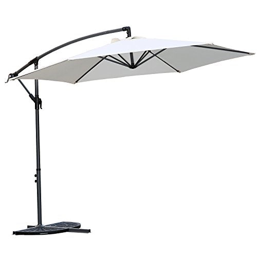 Sombrilla Excéntrica con Manivela para Patio Exterior, Grande y Estable. Color blanco. Angel Living 3M